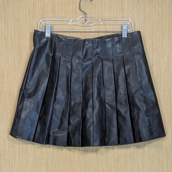 Vici Dresses & Skirts - VICI Faux Leather Pleated Mini Skirt Chocolate Brown Mobwife Biker Women's Large